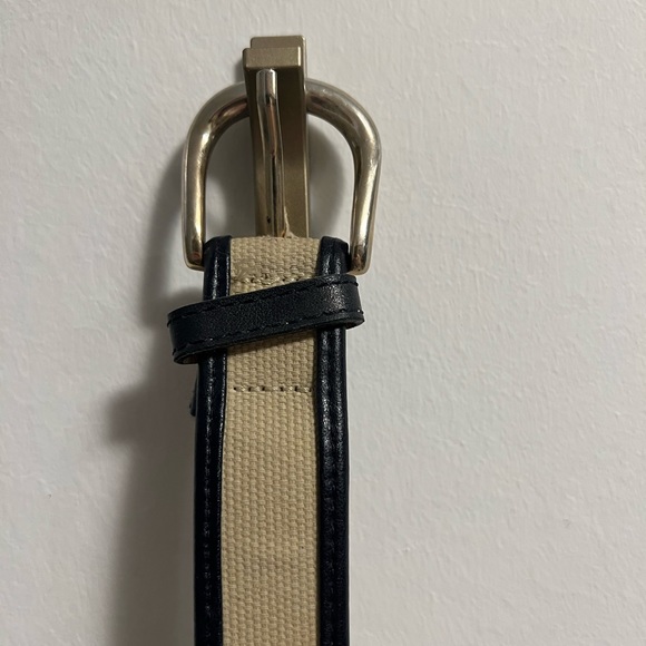 Beige and navy blue canvas belt. Size L - Picture 4 of 5